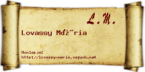 Lovassy Mária névjegykártya